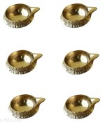 CRAFT WORLD Brass Diwali Kuber Deepak ,Dipa (Pack of 6) Puja Articles
