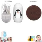 BBYARAJ Baby Nail Cutter Kit Grooming set Nail Clipper, Scissors, with Silicone Oreo-shaped cookie/biscuit baby teething toys and gum massagers