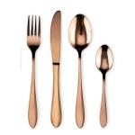 Golden Bird-Mirror Finish Rose Gold Plated Stainless Steel Flatware Set, Copper Silverware Set, Copper Color Cutlery Sets (32)