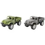 Humaira Plastic Military Pick up Truck Friction Push and Go Inertia Powered Truck Toy for Kids (Pack of 2)