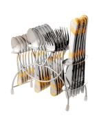 FnS Imperio Gold Plated Stainless Steel Cutlery Set with Knife and Cutlery Stand (Set of 25 Pc)