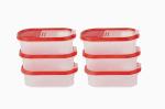 Cutting EDGE Flip-Top Kitchen Storage Container and Dispenser Set for Rice, Dal, Atta, Flour, Cereals, Snacks, Stackable, BPA-Free, Modular, Cherry Red (6, 525 ml) (Free Plain Lids extra for each container)