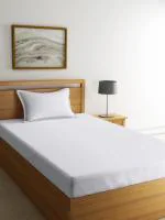 MarkHome White Cotton 190 TC Single Bed Sheet Set 152 cm x 229 cm