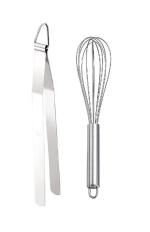 Urban Buy Stainless Steel Roti Chimta Tong With Stainless Steel Whisk ,Steel Egg Beater and Multicolour, Pack of 2