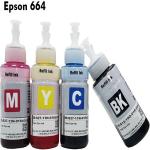 TEQUO Refill Ink for EPSON L110/L130/L210/L220/L360/L361/L365/L380/L385/L455/L485/L550/L565/L655/L1300/L1455 Pack of 4 (1Black/1Cyan/ 1Magenta/1Yellow) Black + Tri Color Combo Pack Ink Bottle