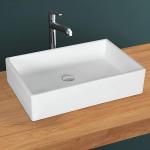 Plantex Platinium Tabletop Ceramic Rectangle Wash Basin/Countertop Bathroom Sink (White, 24.5 x 16.5 x 5 Inch)