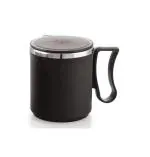Dynore Stainless Steel Insulated 1 Pc Double Walled Plastic Covered Travel Tea/Coffee Mug With Lid- Black