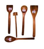 Arman Spoons Brown Wood Spoon With Whisk (Pack Of 5)