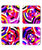 Whats Your Kick Pattern Design Antique Colorful Design Printed Set of 4 Coaster With Metal Stand