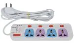 CONA 3286 COLOUR 6A 4x4 Power Strip with 4 meter cable and Power Indicator|6A Spike Guard