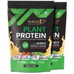 MuscleXP Plant Protein - Natural Protein Powder with Pea Protein, Herbal and Vegetable Blend, Vanilla Flavour, 400gm Pouch (Pack Of 2)