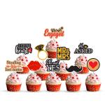 Zyozique 10 Pcs Engagment Cup Cake Topper - Bridal Shower Cake Decorations for Wedding, Engagement