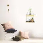 VAH Wooden 2 Layer With White Jute Rope Wall Floating Laminated Wall Decor Wall Shelf