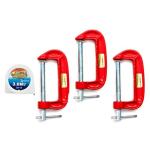 Globus 410 Mini C Or G-Clamp - 3 Inch, 3 Pcs - and Measuring Tape 3m/12 Feet/72 Inches