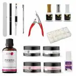 Coslifestore Acrylic Gel Nail Extension Set Acrylic Powder With 100 ml Monomer, Primer, Top Coat Base Coat Acrylic Brush And Other Nail Extension Tools Pack of 12 Items