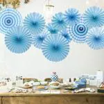 Specialyou.in blue paper fan decoration items combo kit for home decoration, wall, room, living room decor- Set of 6pcs
