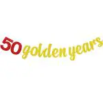 Festiko 50 Golden Years Banner Happy 50th Birthday Banner Party Supplies Cheers To 50th Years Birthday Happy 50th Anniversary Decorations Wedding Anniversary Decors