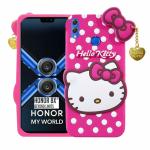 Clickaway Hello Kitty Case for Huawei Honor 8X 3D Soft Cute Cover for Girls/Women Silicone Rubber Back Cover With Pendant-Baby Pink/Pink