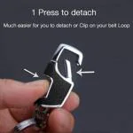 StealODeal Black Silver Double Ring Metallic Hook Keychain Holder Anti Rust Key Chain