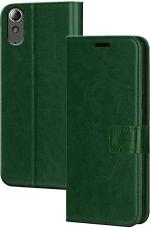MV Lenovo A6000 Green Leather Shock Absorption Mobile Flip Cover With Holder