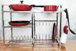 Irontech Stainless Steel Wall Mount Kitchen Utensils Rack | Dish Rack with Plate & Cutlery Stand | Modular Kitchen Storage Rack | Modern Kitchen Organizer | Utensils Holder (18 x 24 INCHES) Utensil Kitchen Rack