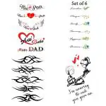 Temporary Tattoowala Heart Line Art Design Temporary Tattoo Minimalist Pack 4 Waterproof (2x4 inch)