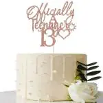 Festiko Rose Gold Glitter 13 Cake Topper 13Th Birthday Cake Decorations 13Th Birthday Party Decorations For Teens Happy 13Th Birthday Cake Topper