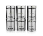 Kitchen Clue Silver Stainless Steel Kitchen Containers For Spices 400 ml (6 pcs)
