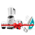 kimatsu Spectra 1050W Mixer Grinder (3 jars, white) super combo with Electric Steam iron(1300W, Sea green)