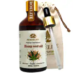 PUROELITE Premium Cold Pressed Hemp Seed Oil,100% Pure & Natural for Face, Hair, Beard growth, Glass bottle with dropper, 100 ml