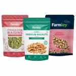 Farmley Dry Fruits Combo of Irani Pista 200g l Broken Walnut 200g l Prasadam Raisin 200g - 600g