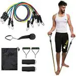 Whinsy Unbreakable Resistance Band for Exercise (11pc)| 100% Natural Latex Fitness Resistance Tube | Resistance Bands for Workout for Men & Women