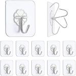 JRM Self-Adhesive Hooks Waterproof & Oil-proof, Bathroom Kitchen Heavy Duty Hooks (Pack of 10)