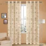 VJK FAB Net Box Flower Design Curtains for Window, Door. Long Door. Pooja Room, Drawing Room (VJK-NTBX-FLOWER-CREAM-5) 4x5 feet Set of 3 Pcs, Cream