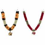 SHREE BALAJI ENTERPRISES Handmade Mala for Photo Frames and God Idols, Garland for Photos of Loved Ones, Traditional Mala for Ancestors and Pitra, Pooja Room | Yellow and Red | Piece of 2