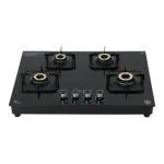 Cello Hob Top 4 Burner Automatic Ignition Toughened Glass Gas Stove ,Black, ISI Certified, 1 Year Warranty