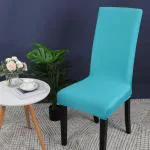 CASA-NEST Elastic Chair Cover Stretch Removable Washable Short Dining Chair Cover Protector Seat Slipcover (6, Sky Blue)