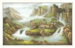 BM TRADERS Vaastu Mountain Waterfall Painting Unframed Wall Poster Big (2.50 x 5 ft)