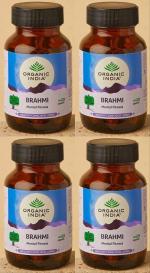 Organic India Brahmi Veg Capsule (4 Packs, 60 Veg Capsule in Each Pack)