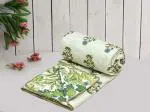 RRC Super Soft Brushed Microfiber Cotton 3 Layer Breathable Double Dohar Lightweight Bed Dohar 84X96(Inches) 213X243(CM) Flannel Dohar Throws for Bed (Green White Flower)