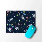 Bhaicover Blue Space with White Astronaut and Spaceship Designer Printed Rubber Mouse Pad