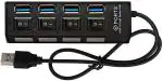 UGPro 4 Port USB 3.0 High speed Hub with separate On/Off Switch and LED Indicators 4P-USBH3.0 USB Hub (Black)