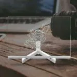 EITHEO Rewritable White Board with Light Dry Erase Board with Stand for Note/Message/Memo with 13 Pen for Home, Offices (30 x 20 cm) Message Board, 3D LED Light Acrylic Message Board (Large)