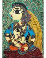 DECOR ADVENTURES Bal Ganesh with his Mother Parvati Wall Painting 18 x 14 inch