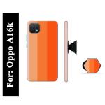 Mobi Elite Red Vertical Strip Rainbow Printed Hard Back Cover Case with Mobile Holder, Pop holder, Pop socket for Oppo A16k