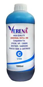Verena Professional Refill Ink for HP, Epson, Brother, Canon and All Inkjet Printers 1000 ML (Pack of 1, Cyan)