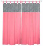 Alemah Premium Cotton Button type Loop Curtains for Windows, 4 X 5 Feet, Rose Pink, Pack of 2
