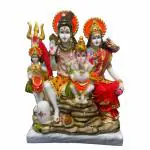 Rama Collections Marble Lord Shiva With Maa Parvati Kartikeya and Ganesha Murti Shiv Family Parivar Idol Statue for Home Décor Mandir Temple Gift Showpiece 12 Inches Height