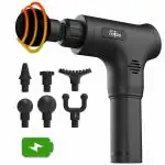 Dr Physio Supervolt Go Professional Percussion, Cordless Rechargeable & Portable Deep Tissue Massager For Full Body Recovery & Relief from Muscle Pain Massage Gun with 6 Heads -1029 (Black)