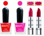 OUR BEAUTY Perfect Combo Of Velvet Matte Lipsticks Ultra Shine Nail Polish (Set Of 4)